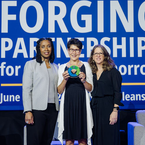 Elizabeth Ripley of the Mat-Su Health Foundation accepts the 2025 Terrance Keenan Leadership Award